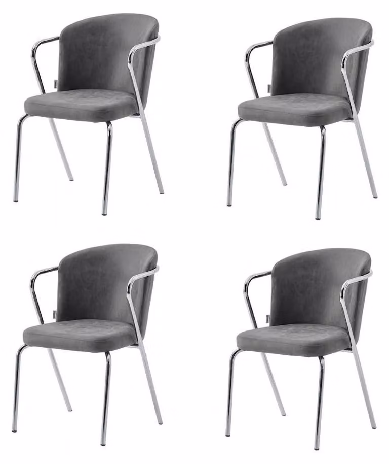 Set di sedie, 4 sedie moderne in tessuto, comode, morbide e confortevoli, grigie