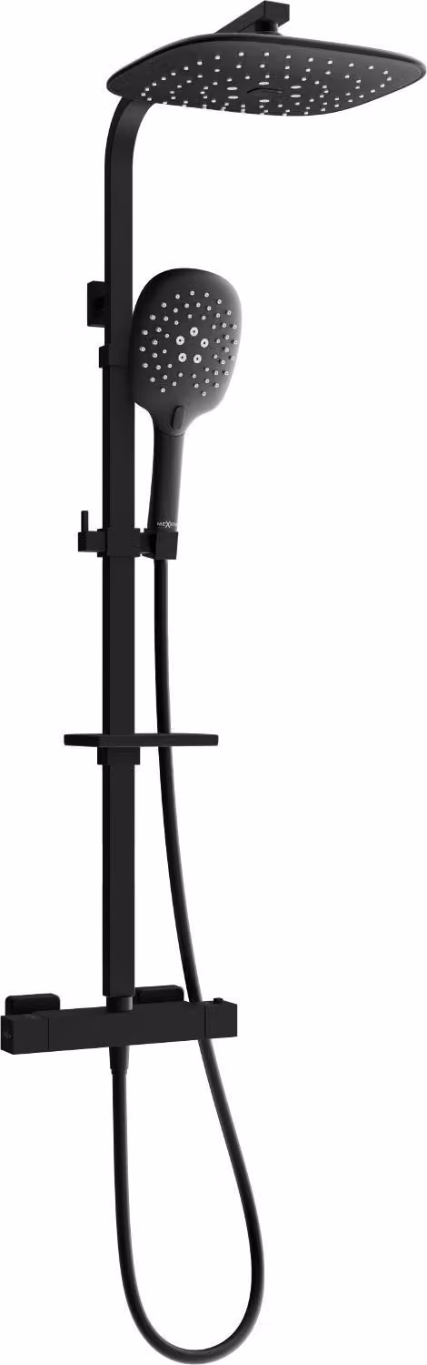Mexen CQ22 set doccia esterno con soffione e miscelatore termostatico, nero - 772502295-70