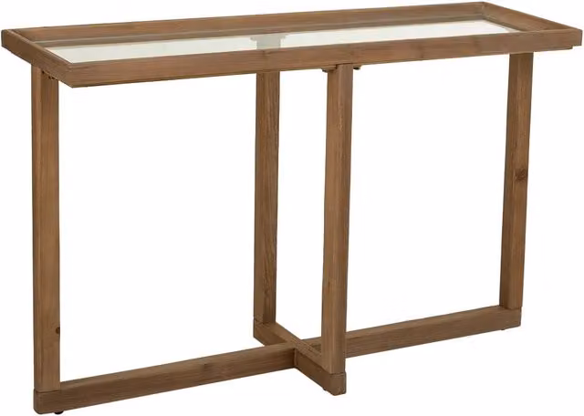 Console in legno e vetro marrone 120x33x75