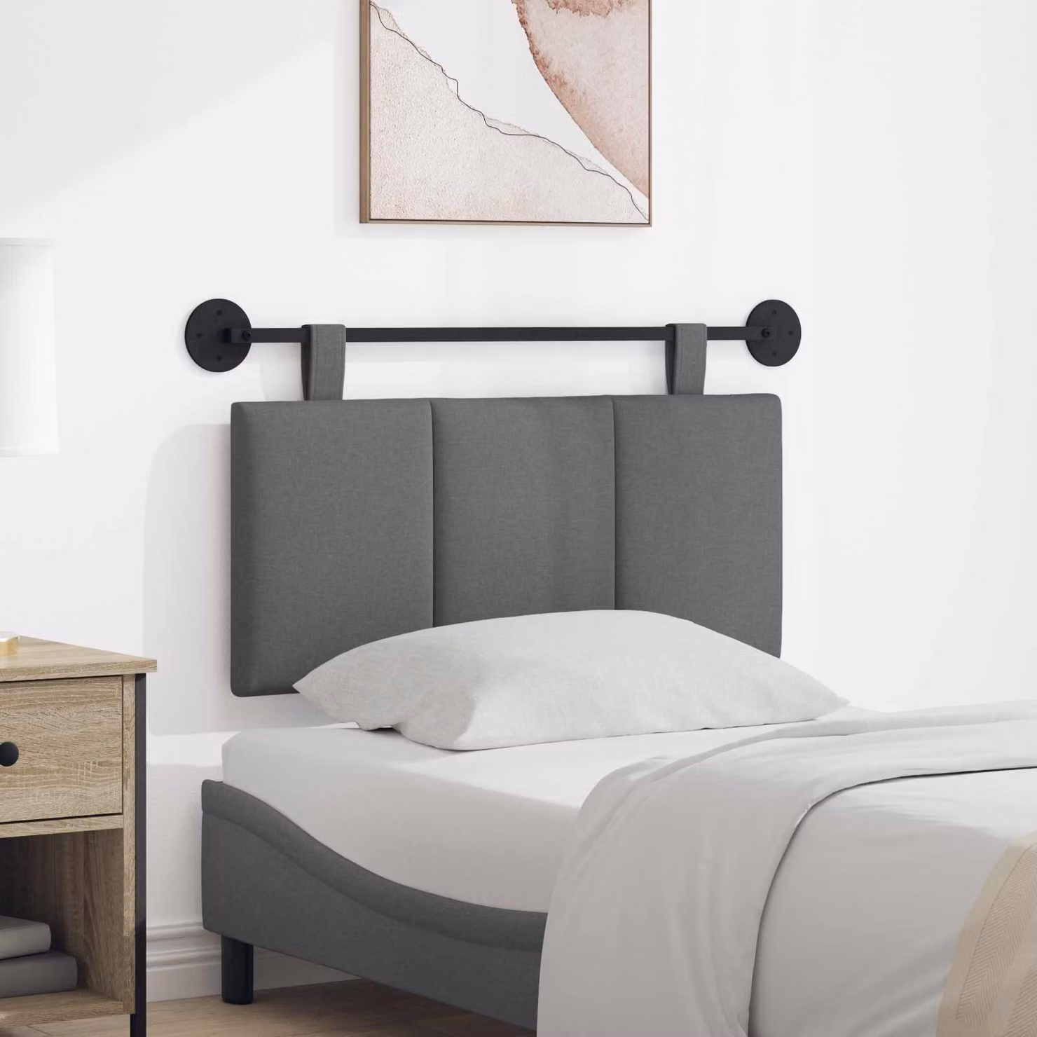 Testiera sospesa vidaXL in velluto grigio scuro con pannelli imbottiti e struttura in MDF e metallo