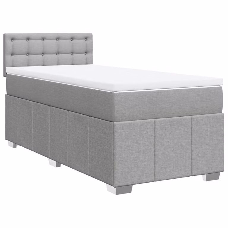 Giroletto a Molle con Materasso Grigio Chiaro100x200 cm Tessuto