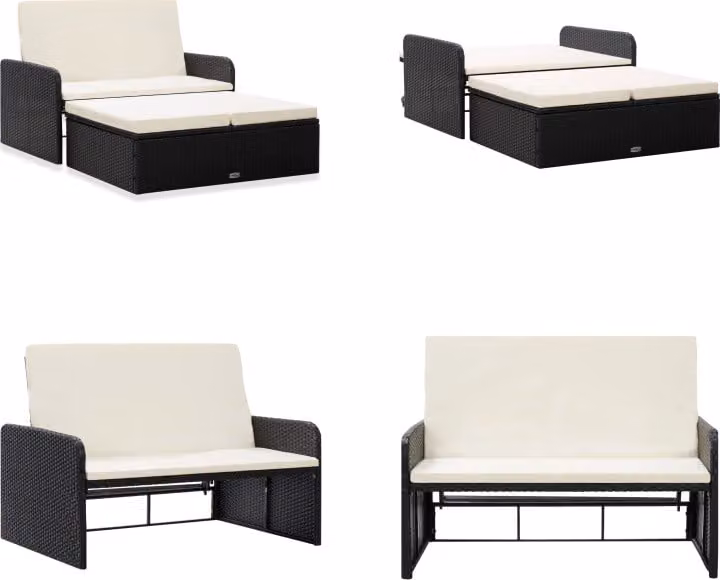 vidaXL set salotto da giardino 2 pezzi con cuscini in poly rattan nero - set da giardino - set da giardino - divano da giardino - divani da giardino