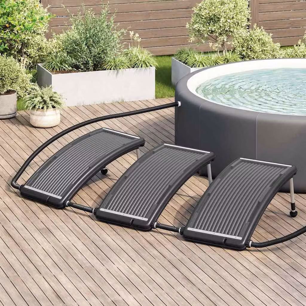 Set di 3 pannelli solari termici curvi vidaXL per il riscaldamento della piscina, colore nero, L: 110 cm, P: 65 cm