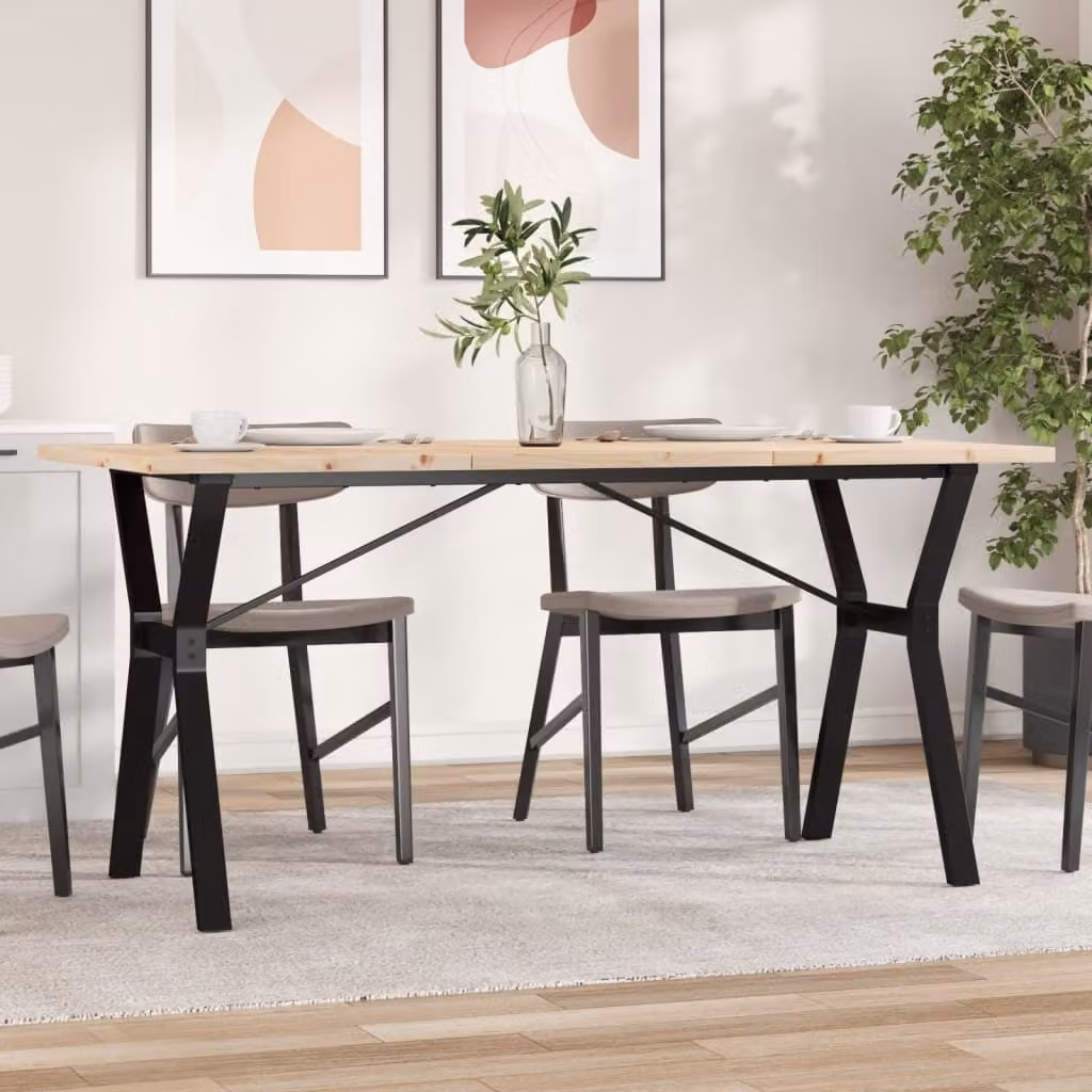 Maison Exclusive - Tavolo da Pranzo Telaio a Y 140x80x75,5 cm Legno Pino e Acciaio