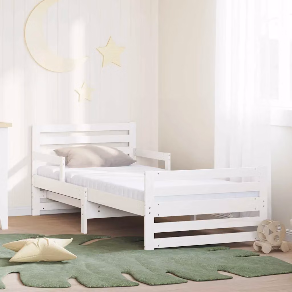 Struttura letto per bambini vidaXL in pino massello bianco L 80 x P 200 cm