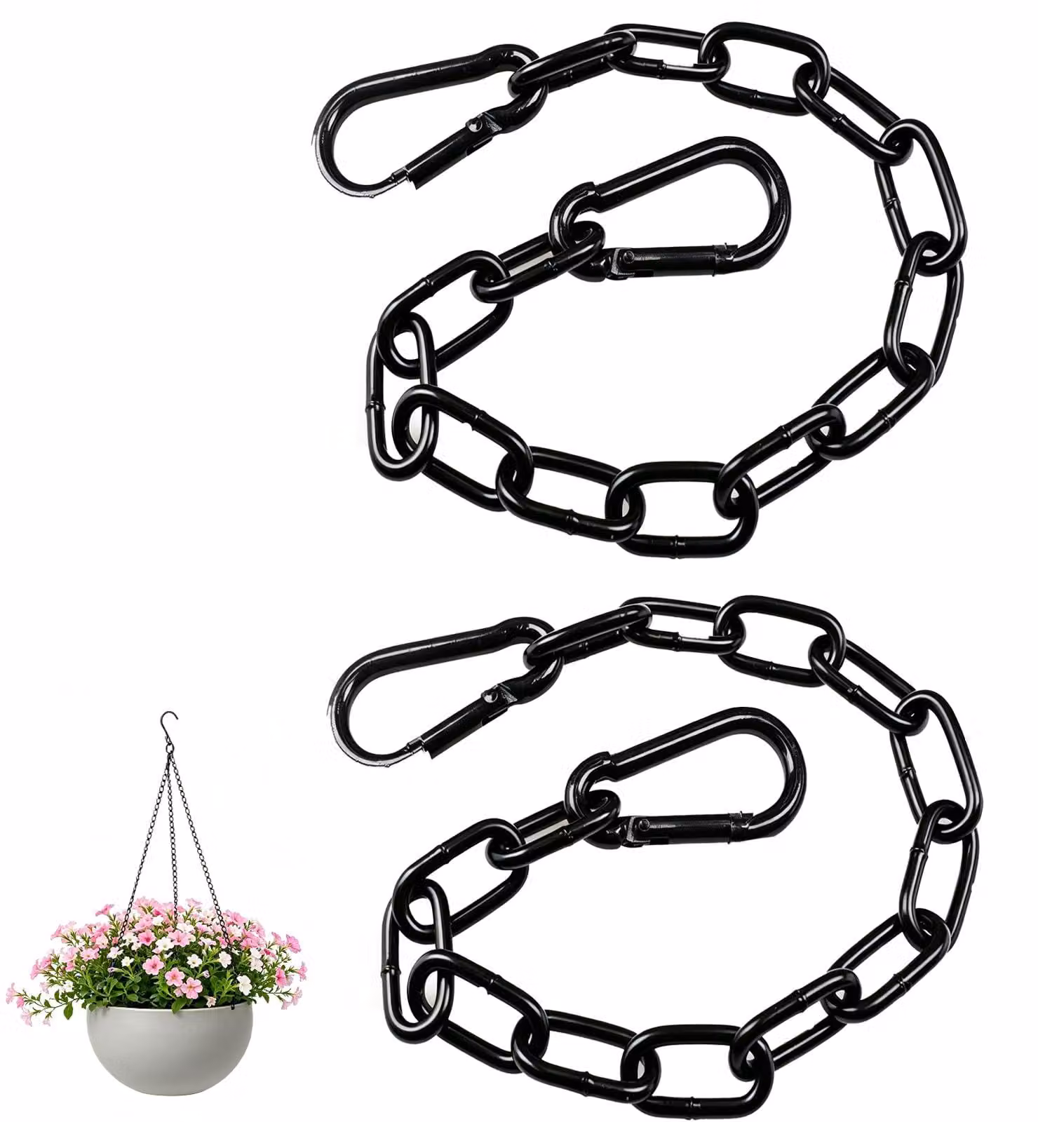 2 catene in acciaio inossidabile con gancio a scatto, diametro 4 mm, lunghezza 50 cm