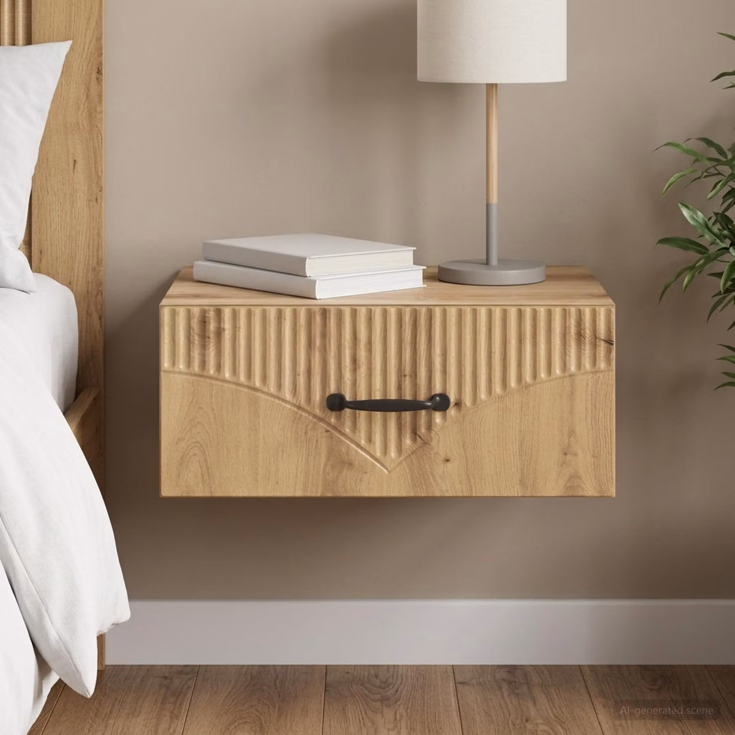 vidaXL Mobiletto da notte sospeso in legno Rovere Marrone L 49 x P 34,5 x H 20 cm