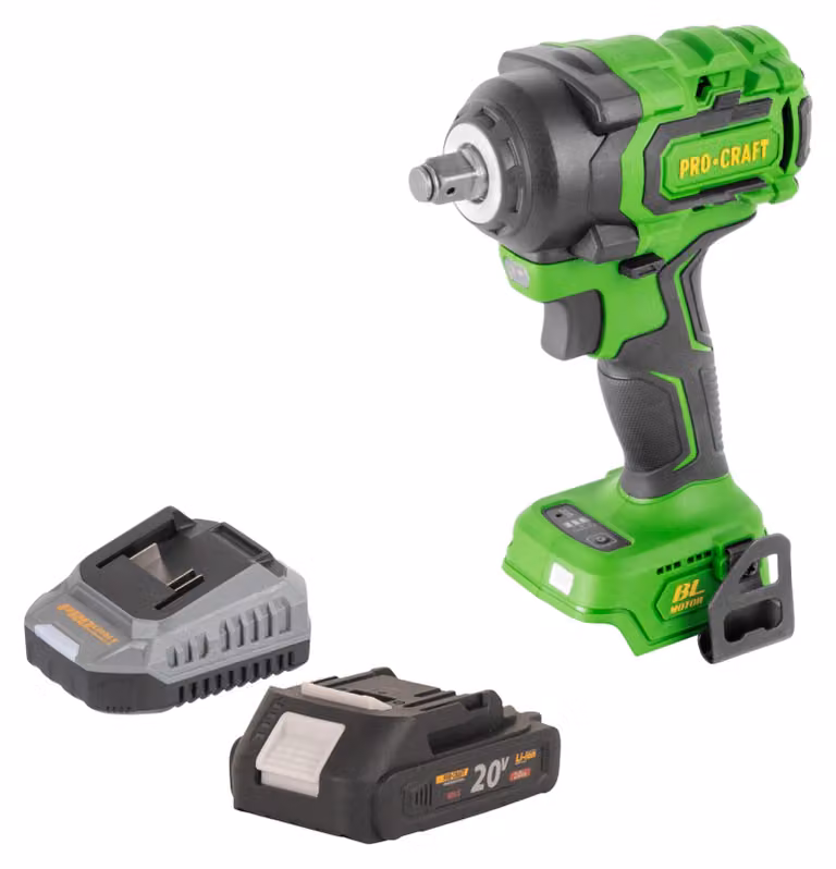 Avvitatore a impatto a batteria Procraft PWA18bb 20 V 550 Nm 1/2" brushless + 1 batteria 2,0 Ah + caricabatteria