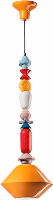 Lampada a sospensione Ferroluce Lariat C251 in ceramica giallo stile Art Déco con attacco E27