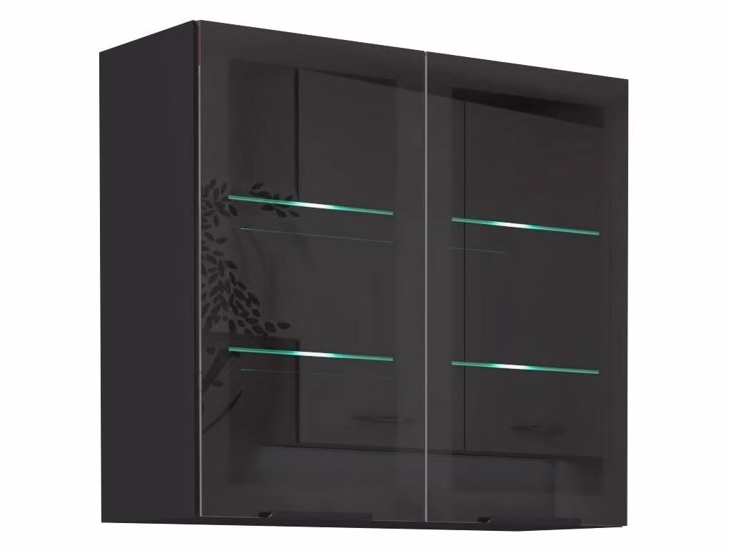 Vetrina superiore SAJU - larghezza 80 cm, nera