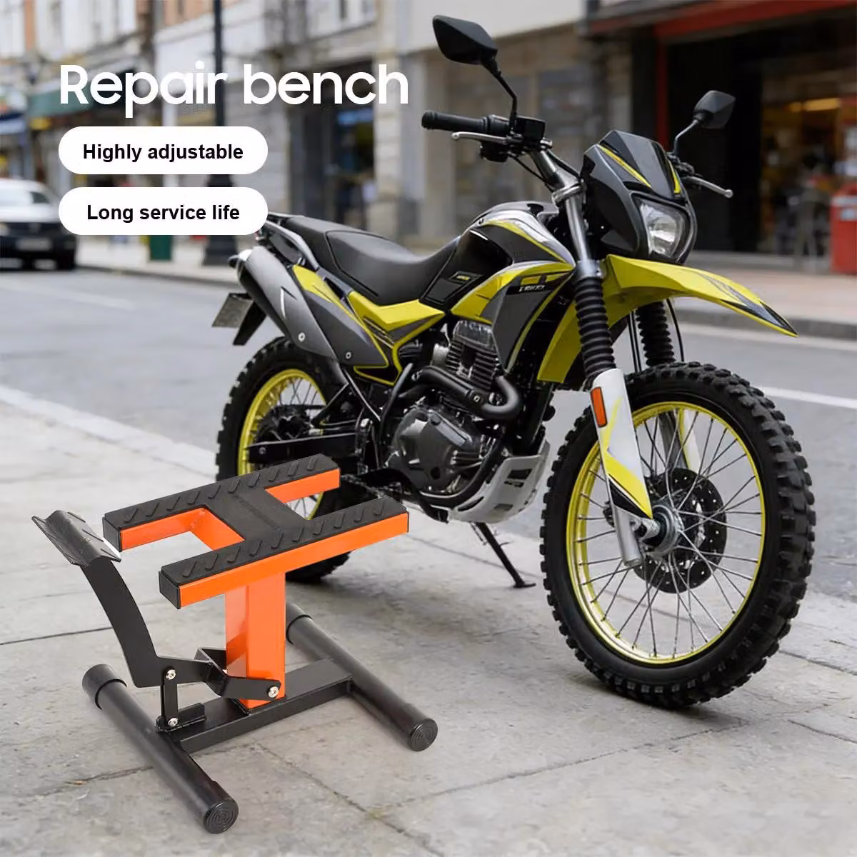 Sollevatore per motociclette - Supporto a forma di H - Idraulico - Con altezza regolabile - Capacità di carico: 160 kg - Adatto per moto da cross, enduro e MX - Costruzione robusta