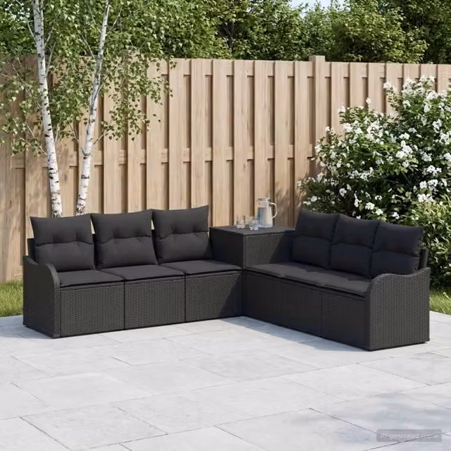 Set di divani 7 pz Nero 121 x 62 x 69 cm 3448674