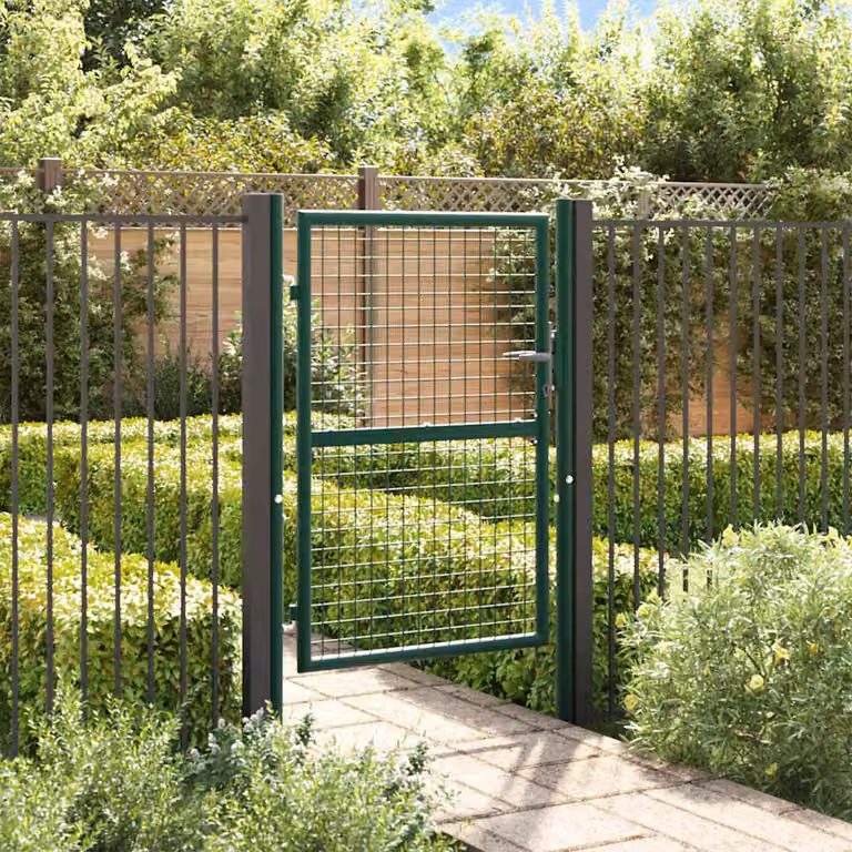 Cancello singolo a battente vidaXL in acciaio verde L: 100 cm, H: 125 cm