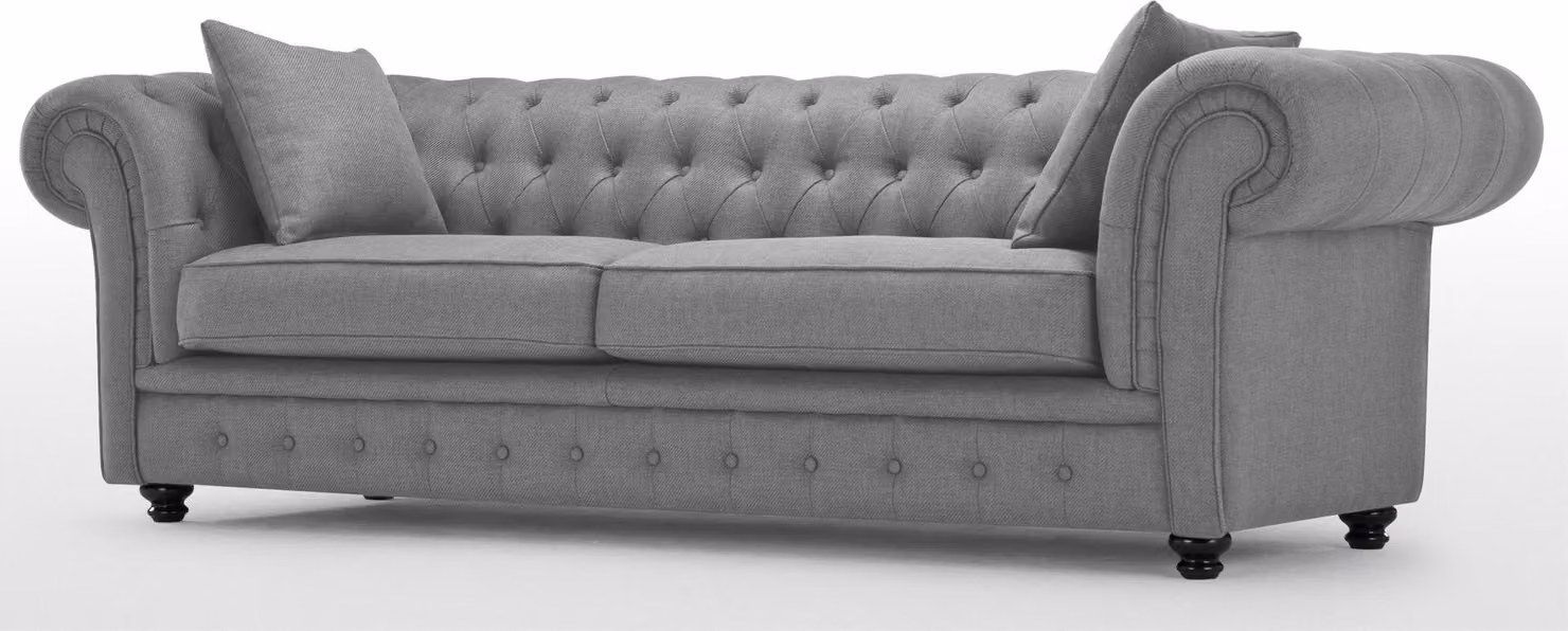 XXL Grau Sofa 4 Sitzer Couch Chesterfield Polster Sitz Garnitur Leder