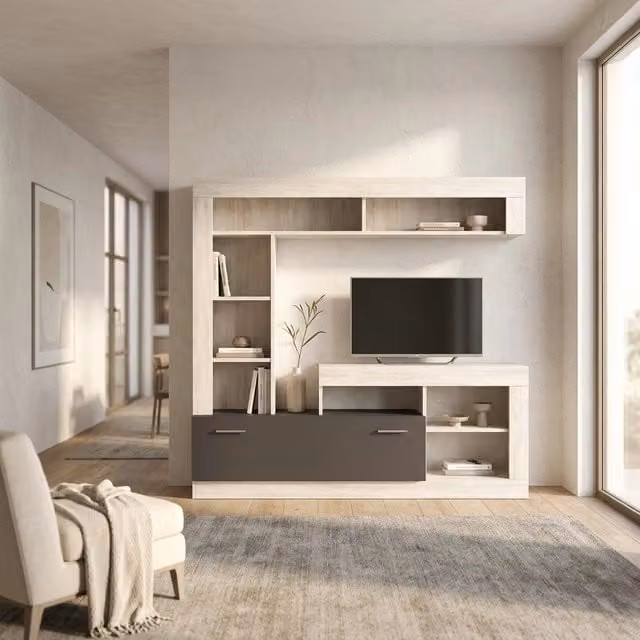 Parete Attrezzata per Soggiorno in Legno Composito cm 185x40x90 - GABE