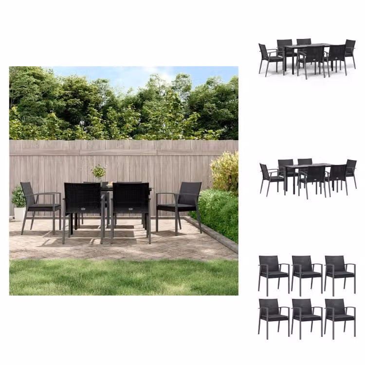vidaXL Set da pranzo da giardino 7 pezzi con cuscini in polirattan e acciaio - Set di mobili da giardino
