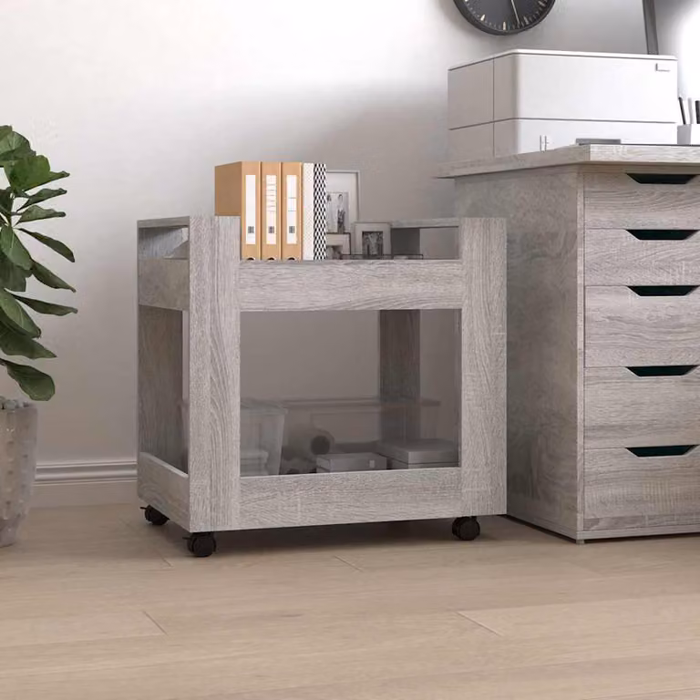 vidaXL Carrello da Scrivania Moderno in Legno Multistrato e MDF Grigio, L 60 cm x P 45 cm x H 60 cm