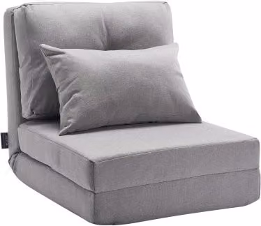Poltrona Girevole Convertibile VEVOR con Struttura in Metallo e Imbottitura, Divano Letto Pieghevole Regolabile in 5 Posizioni per Soggiorno, Grigio