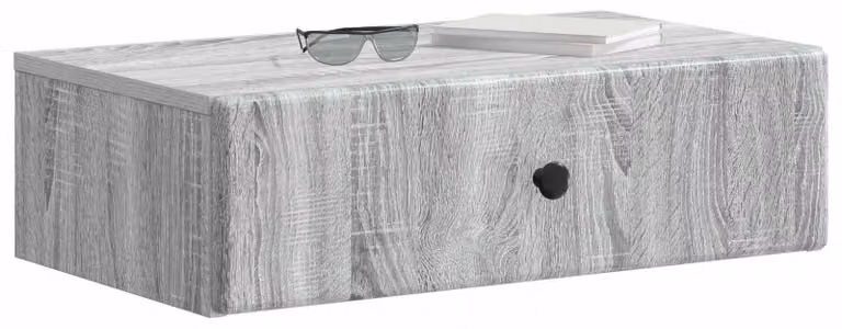 Tavolino da Parete Laterale Grigio Sonoma 59 x 34,5 x 17 cm