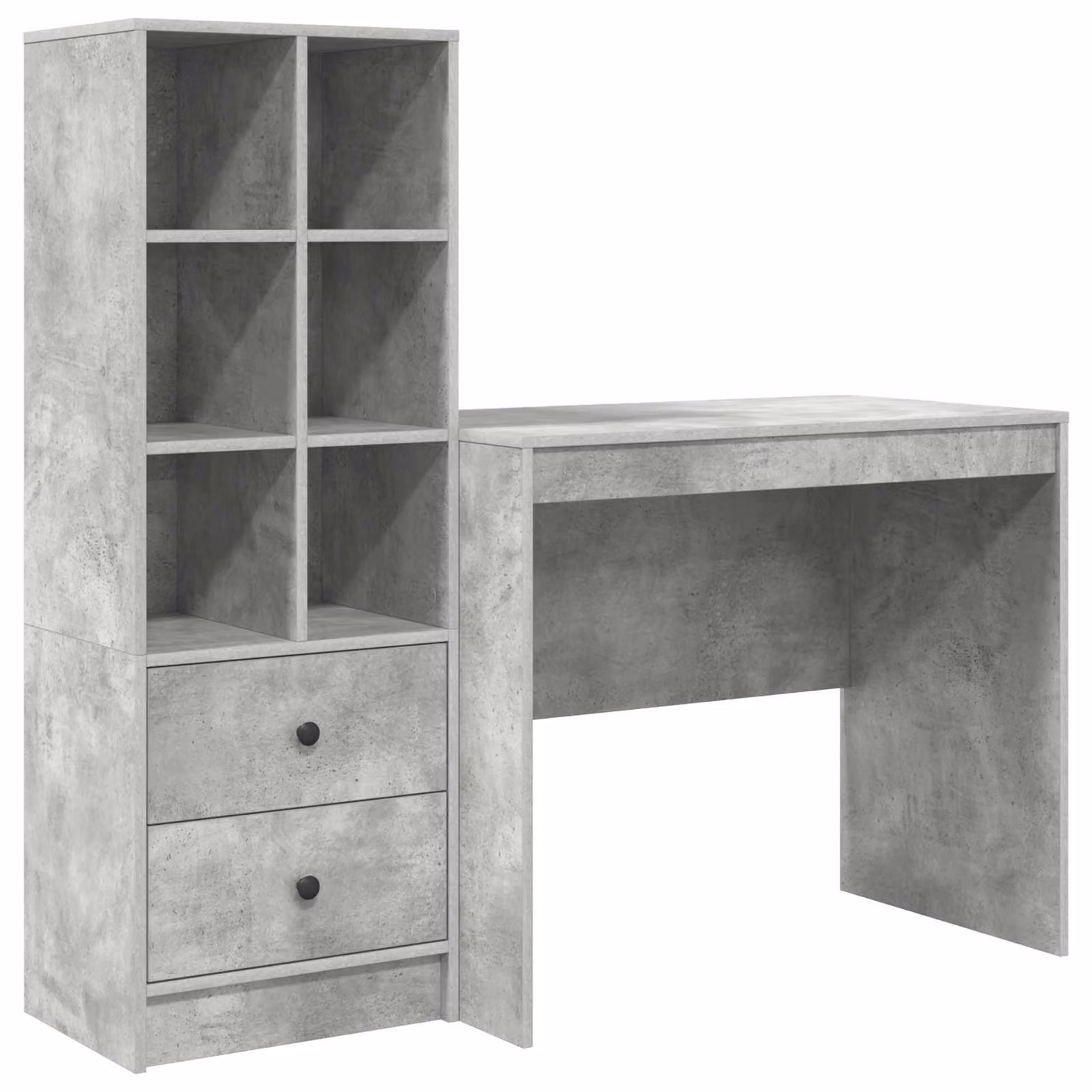 Scrivania con cassetto con lo scaffale 2 pcs Grigio cemento