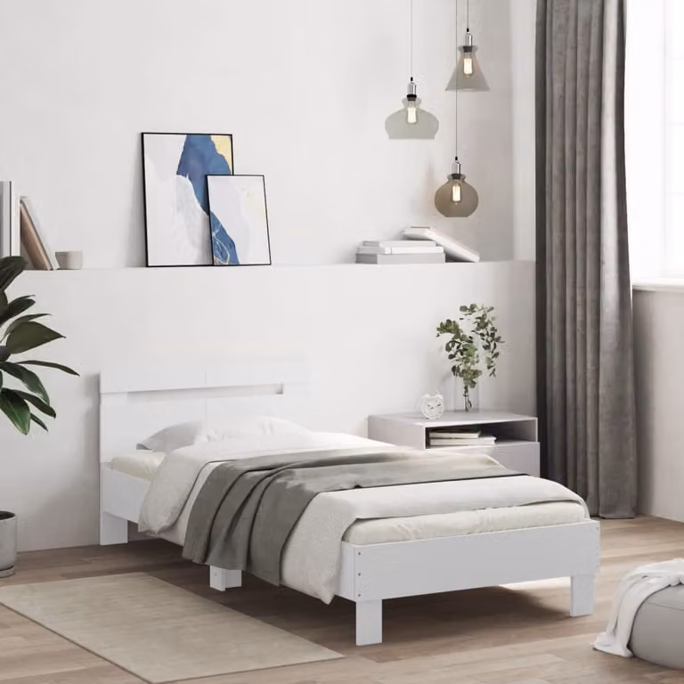 vidaXL Giroletto con Testiera Bianco in Legno Multistrato L/P/H: 200 x 100 x 70 cm