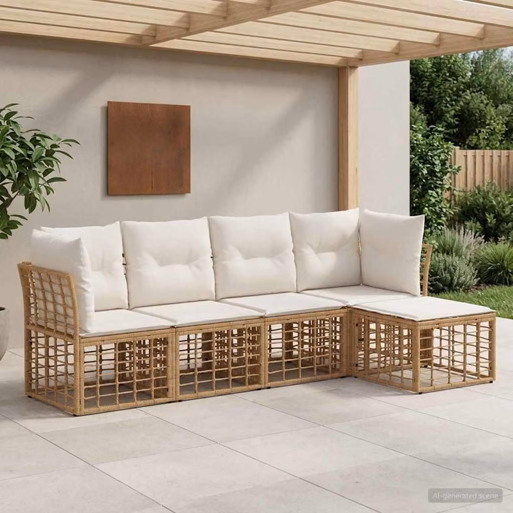 Maison Exclusive - Set divani da esterno in poliestere naturale