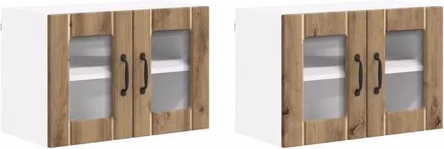 Set di 2 pensili da cucina moderni ed essenziali 60 x 31 x 40 cm in legno ingegnerizzato rovere artigianale 02_0054003