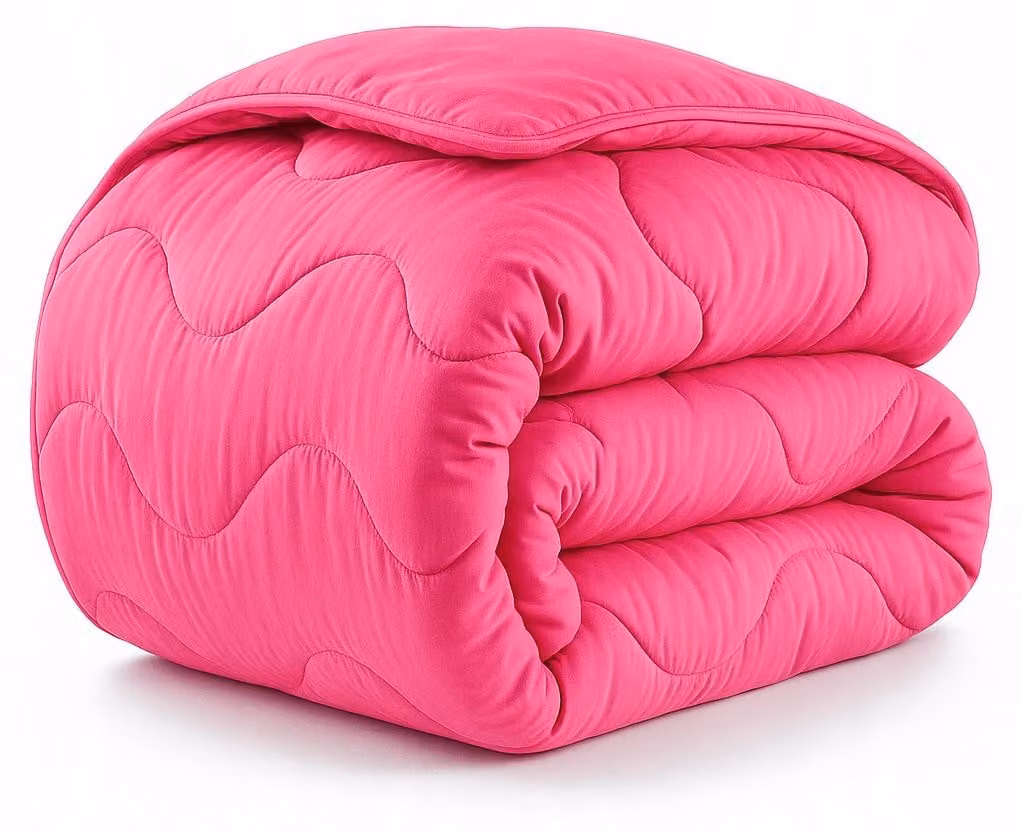 Copertura per letto 180x200 cm - Piumino invernale - Lana di pecora - Rosa - 500g/m² - Microfibra