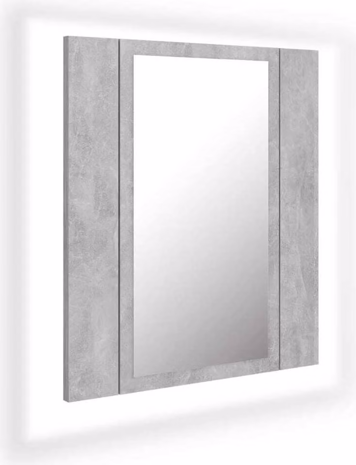 Armadietto a Specchio con Luci LED Grigio Cemento in Acrilico