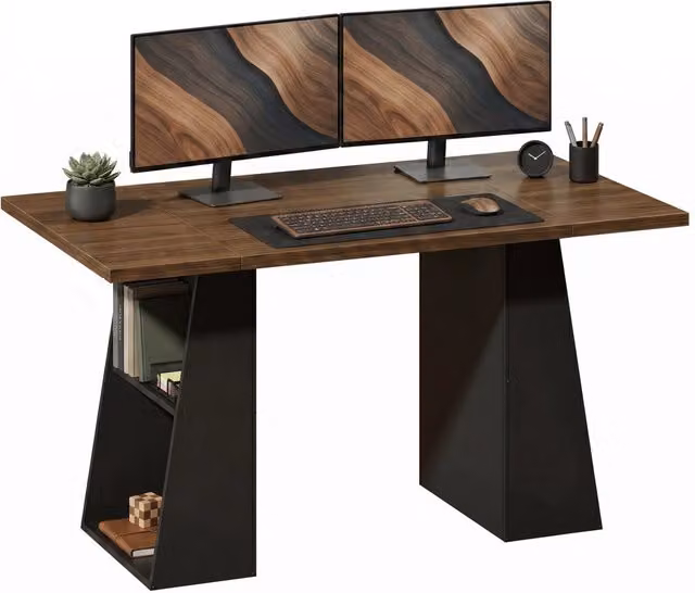 Scrivania con 4 ripiani aperti ¨C Xylo ¨C stile industriale 140 cm marrone nero