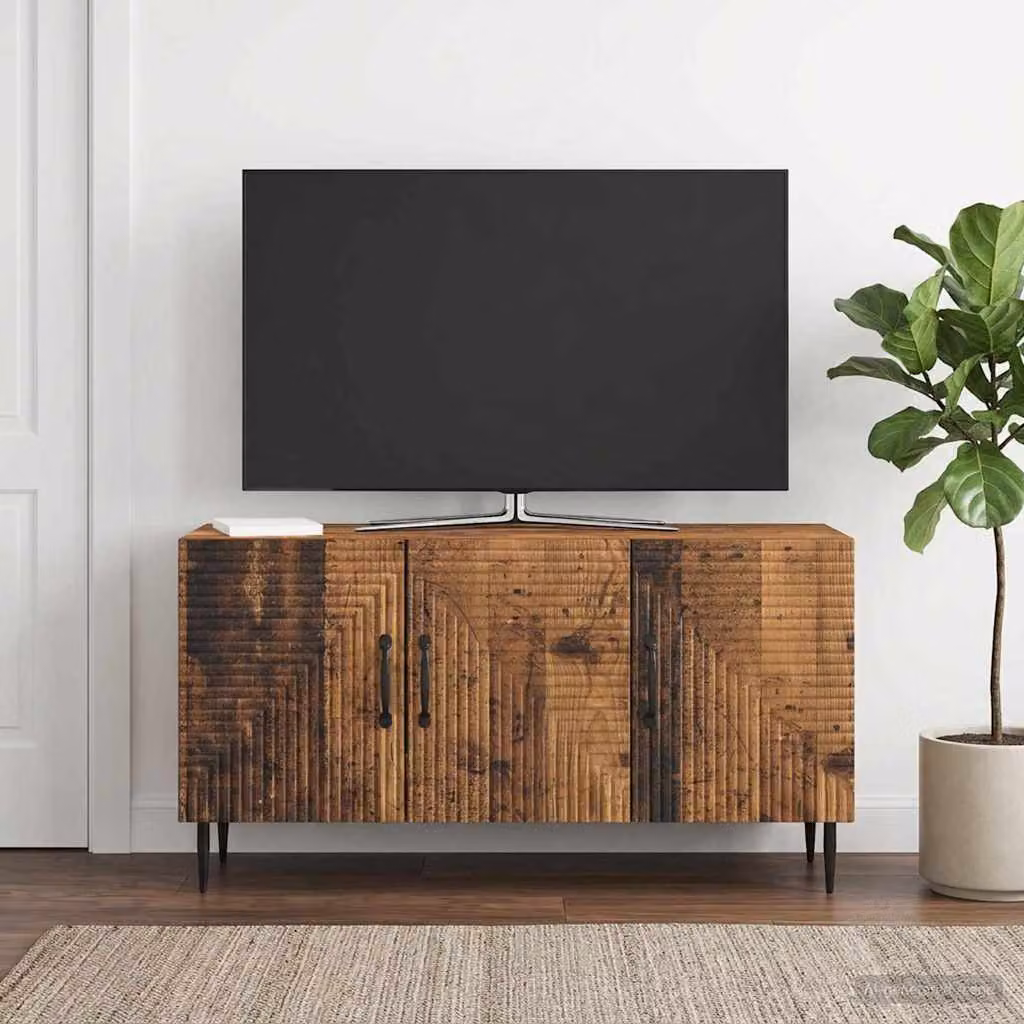 Mobile TV vidaXL in stile industriale, colore marrone, in legno e metallo, L 99 cm x P 34,5 cm x H 50 cm