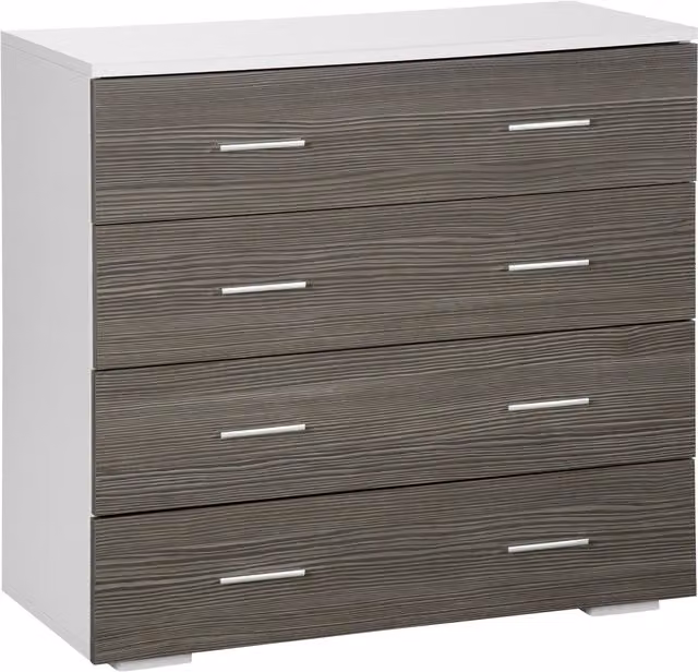 Cassettiera Moderna HOMCOM con 4 Cassetti, Struttura in Legno e Colore Bianco e Grigio, L: 76 cm, P: 35 cm, H: 72 cm