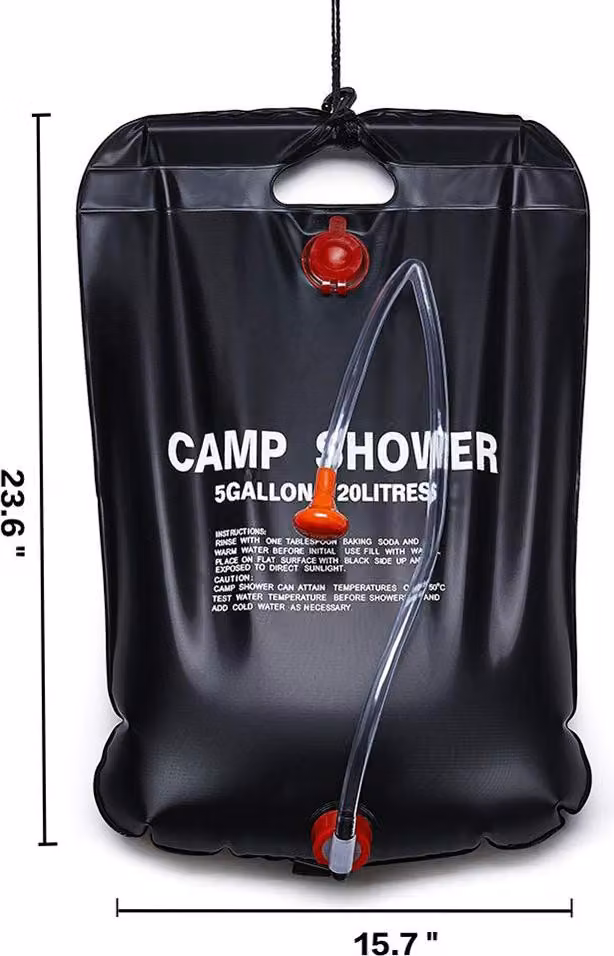 Borsa solare portatile da esterno per doccia calda, campeggio, acqua da bagno, 20 l, riscaldamento