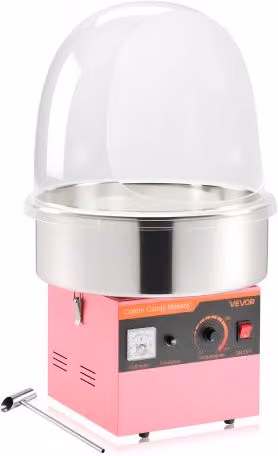 Macchina per Zucchero Filato Elettrica VEVOR 1000 W con Coperchio e Ciotola in Acciaio Inox, Rosa