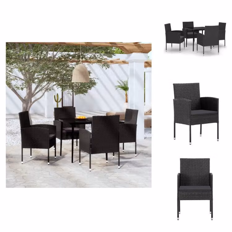 vidaXL Set da pranzo da giardino 5 pezzi nero - Set di mobili da giardino