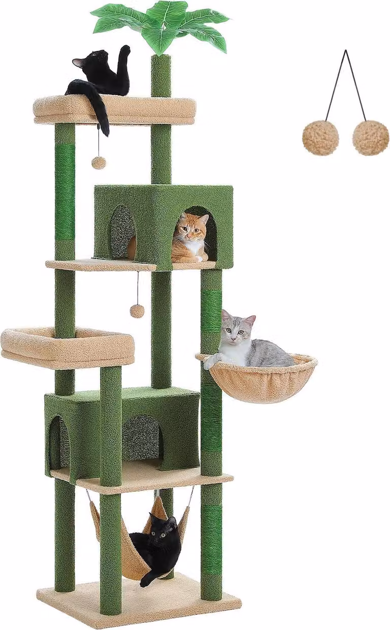 Albero per gatti, design a più livelli, caratteristiche di stabilità e sicurezza, AMT0303GN, L