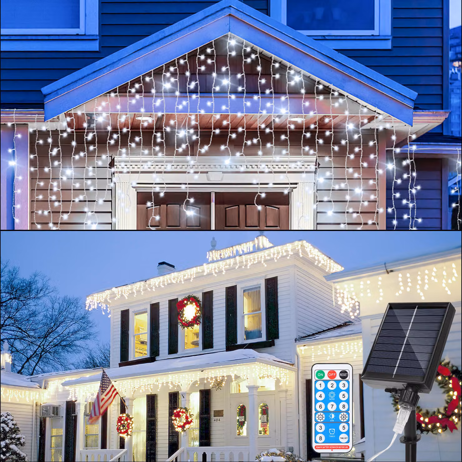 Izrielar 15M LED luci solari fata LED pioggia di ghiaccio 600 LED tenda luce ghiacciolo con telecomando decorazione giardino interno bianco freddo