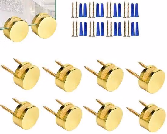 Sistema di fissaggio a 8 elementi per supporto specchio dorato