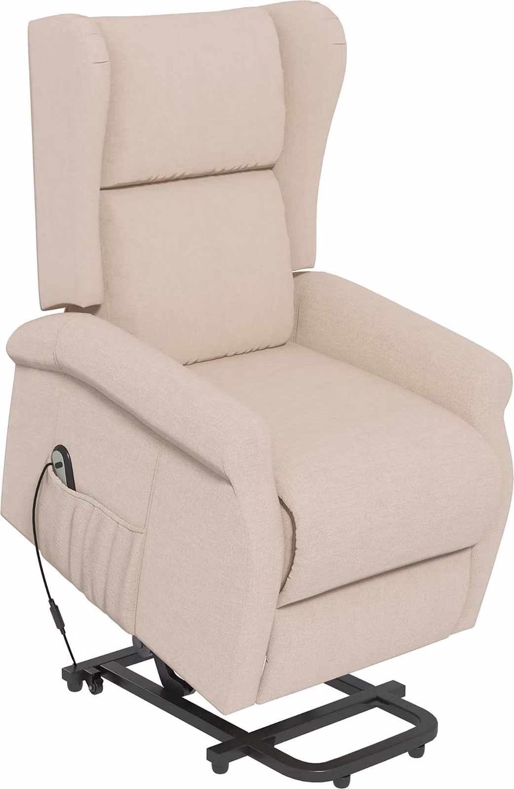 Poltrona elettrica per anziani Moonbite, con sistema di sollevamento, posizione reclinabile bloccabile, portata massima di 200 kg, realizzata in legno, colore crema