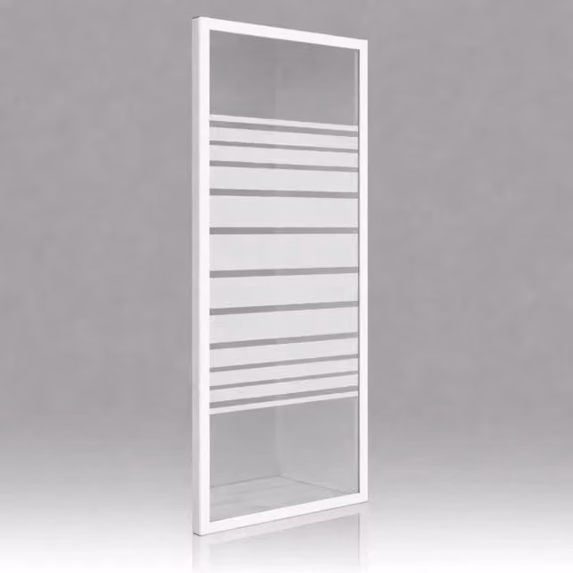 Lato fisso per box doccia corner OGOMONDO in vetro temperato trasparente e serigrafato bianco, H: 185 cm, L: 87-89.5 cm