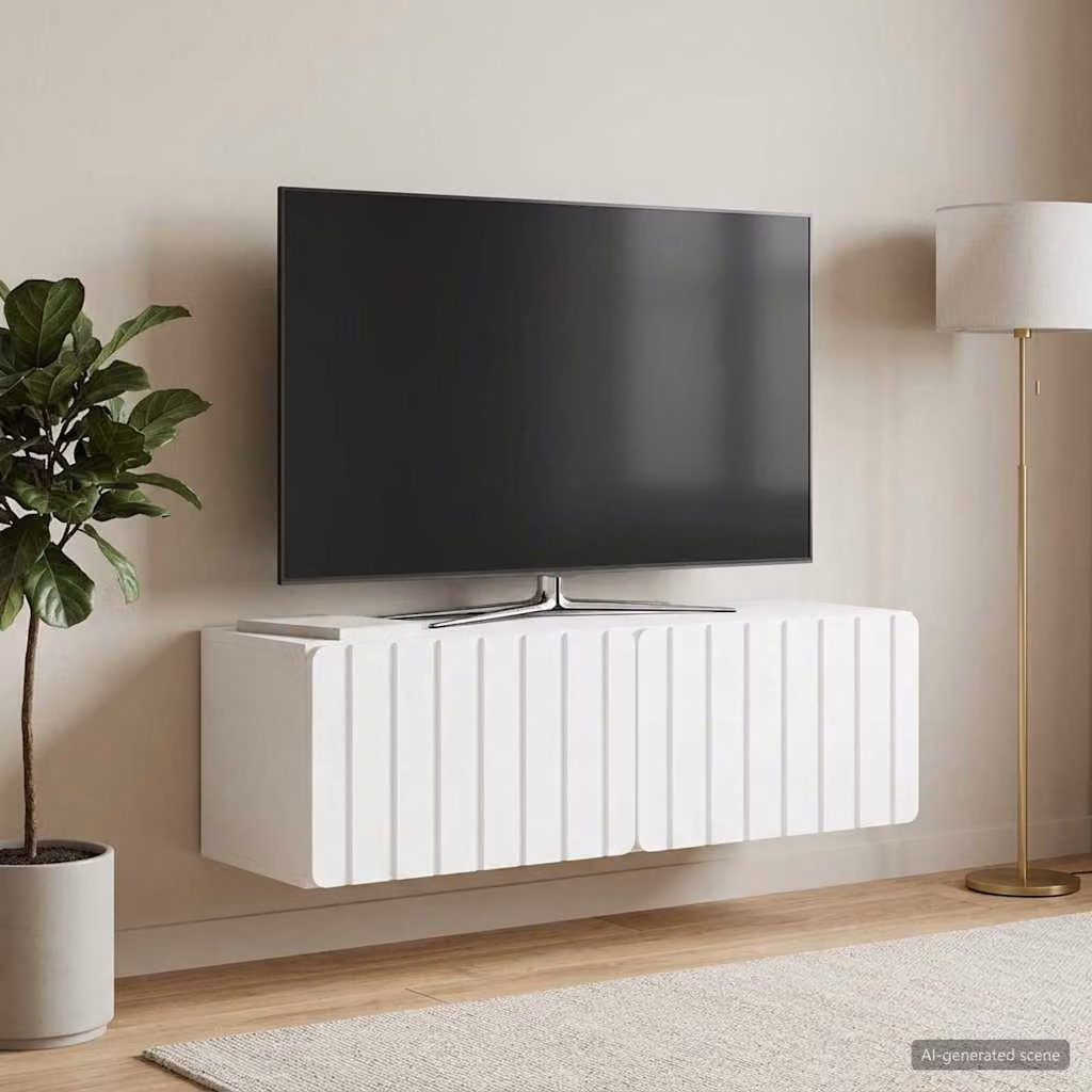 vidaXL Mobile Porta TV da Muro Moderno in MDF Bianco L 98 cm x P 31 cm x H 30 cm