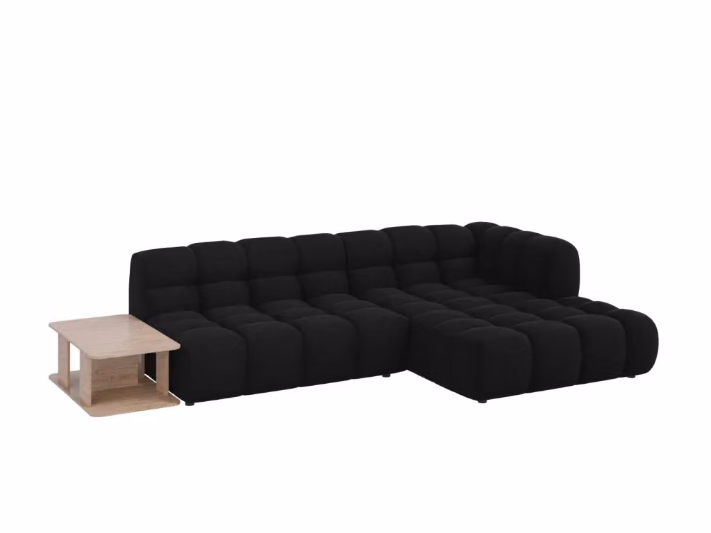 Divano angolare modulare Sky di Cosmopolitan Design, modello a 4 posti con orientamento destro in velluto nero, L/P/H: 297 x 132 x 75 cm – 2