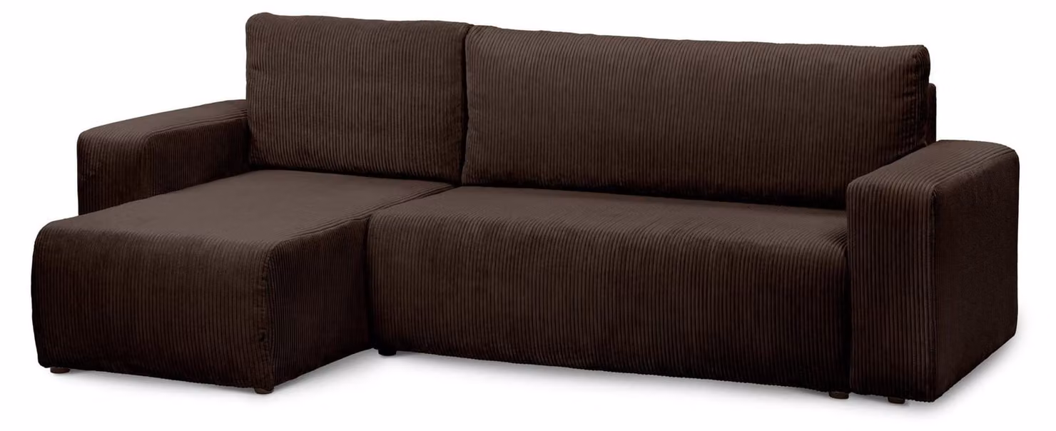 Divano a tre posti con funzione letto, modello Kingi, in legno di noce scuro