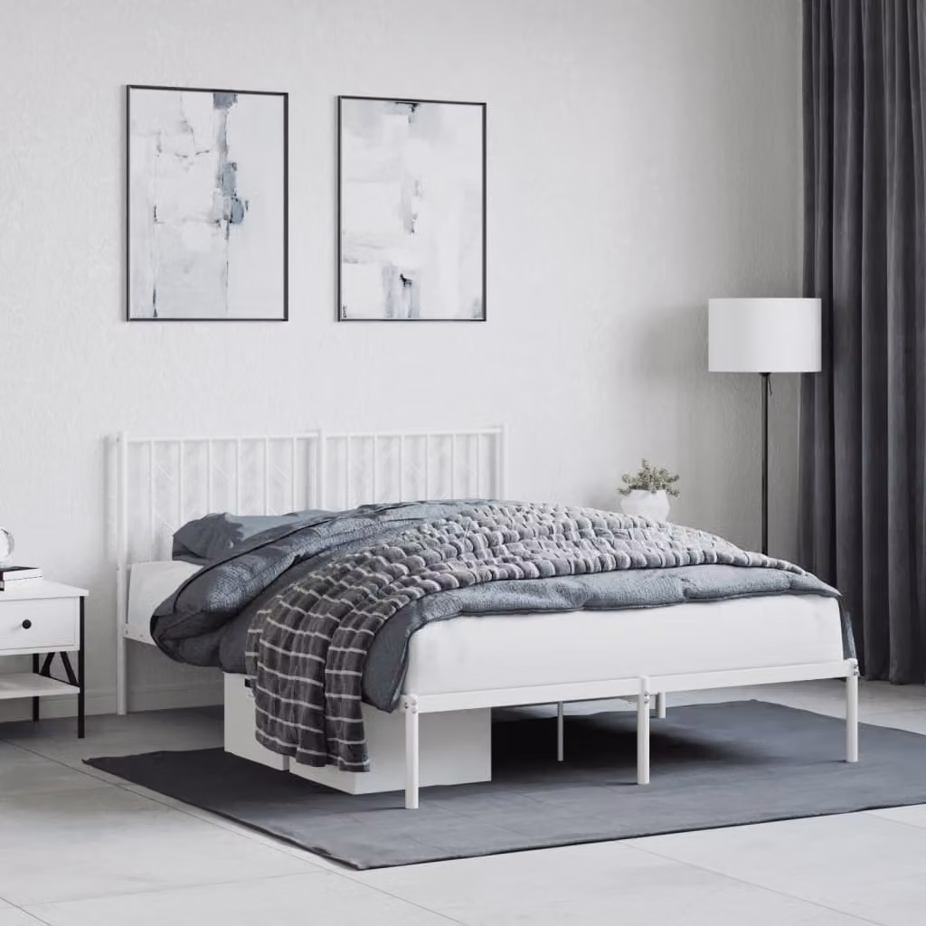 vidaXL Giroletto con Testiera in Metallo Bianco L/P/H: 140 x 190 x 90 cm