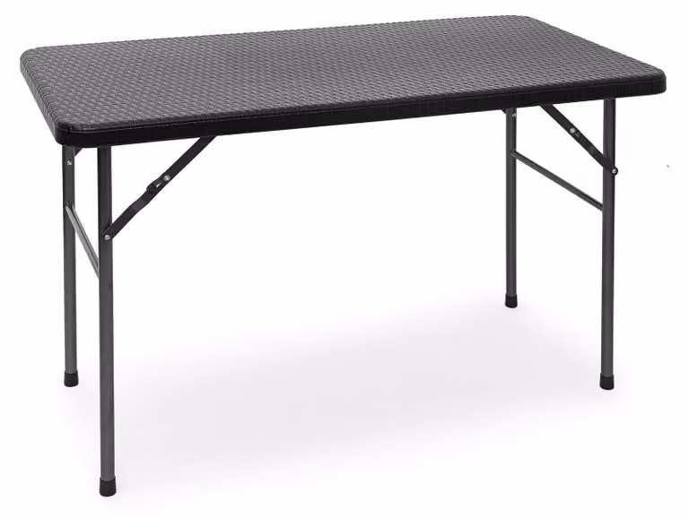 Tavolo da giardino pieghevole, aspetto rattan, colore nero