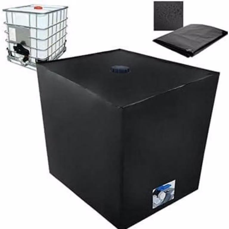 Copertura per serbatoio IBC da 1000 litri, bidone di raccolta dell'acqua, serbatoio, telo protettivo anti-UV, colore nero, dimensioni 120x100x116 cm