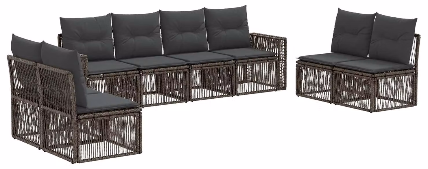 Set di divani da giardino, 8 pezzi, grigio e grigio scuro, in rattan sintetico