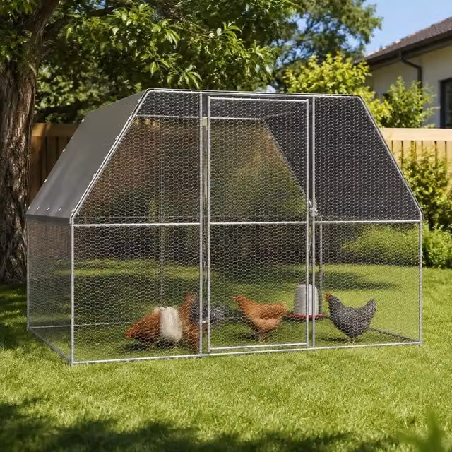 Chicken Cage, Silver And Grey, 3x2x2 M, Galvanized Steel