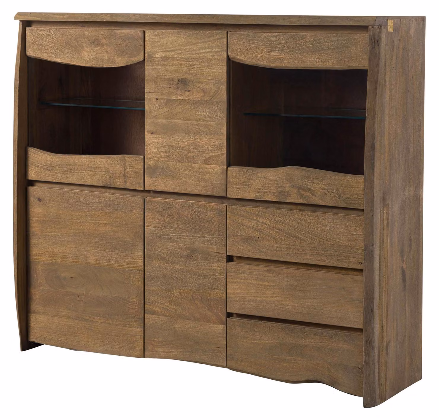MASSIVMOEBEL24 | PURE MANGO #100 Vetrina in legno di mango - oliato - sabbiato / marrone 166x48x145