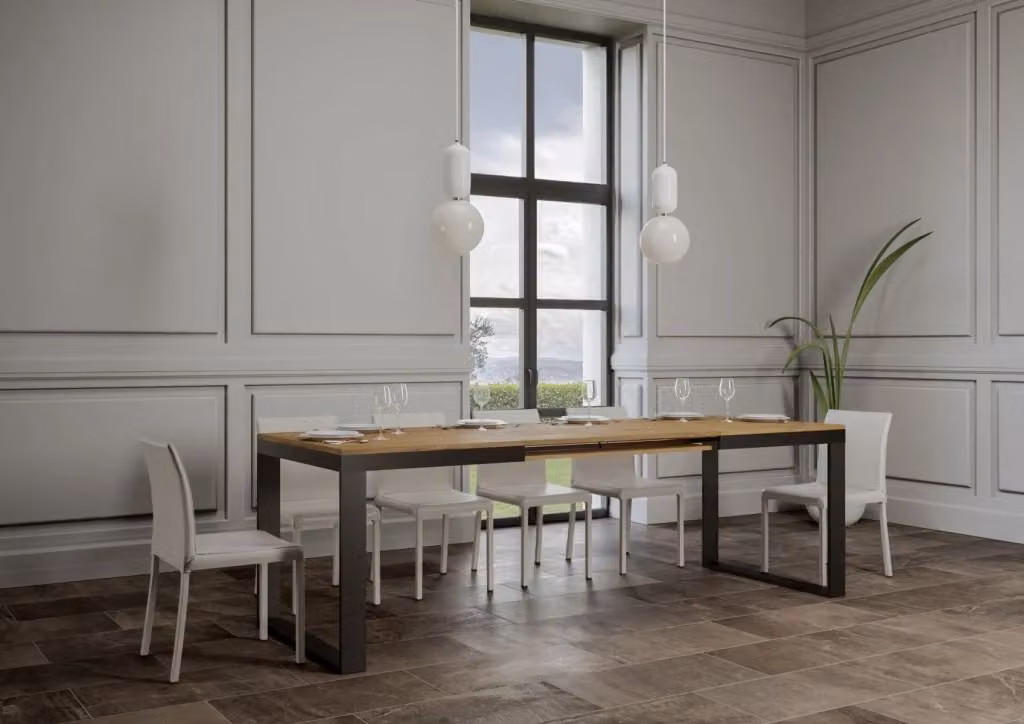 Tavolo allungabile Tekno Evolution in finitura Quercia Natura con telaio Antracite L: 180 cm, P: 90 cm, H: 77 cm (estendibile fino a 440 cm) – 2